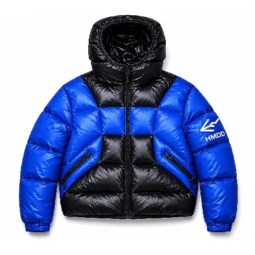 HMDD Cropped Puffer Jacket Blue Black HMDD Cropped Puffer Jacket Blue Black